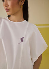 A Model Wearing Multicolor Organic Cotto Poplin Sunshine Beach Organic Cotton Top, curated by Only Ethikal